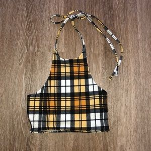 Yellow Plaid Halter Top